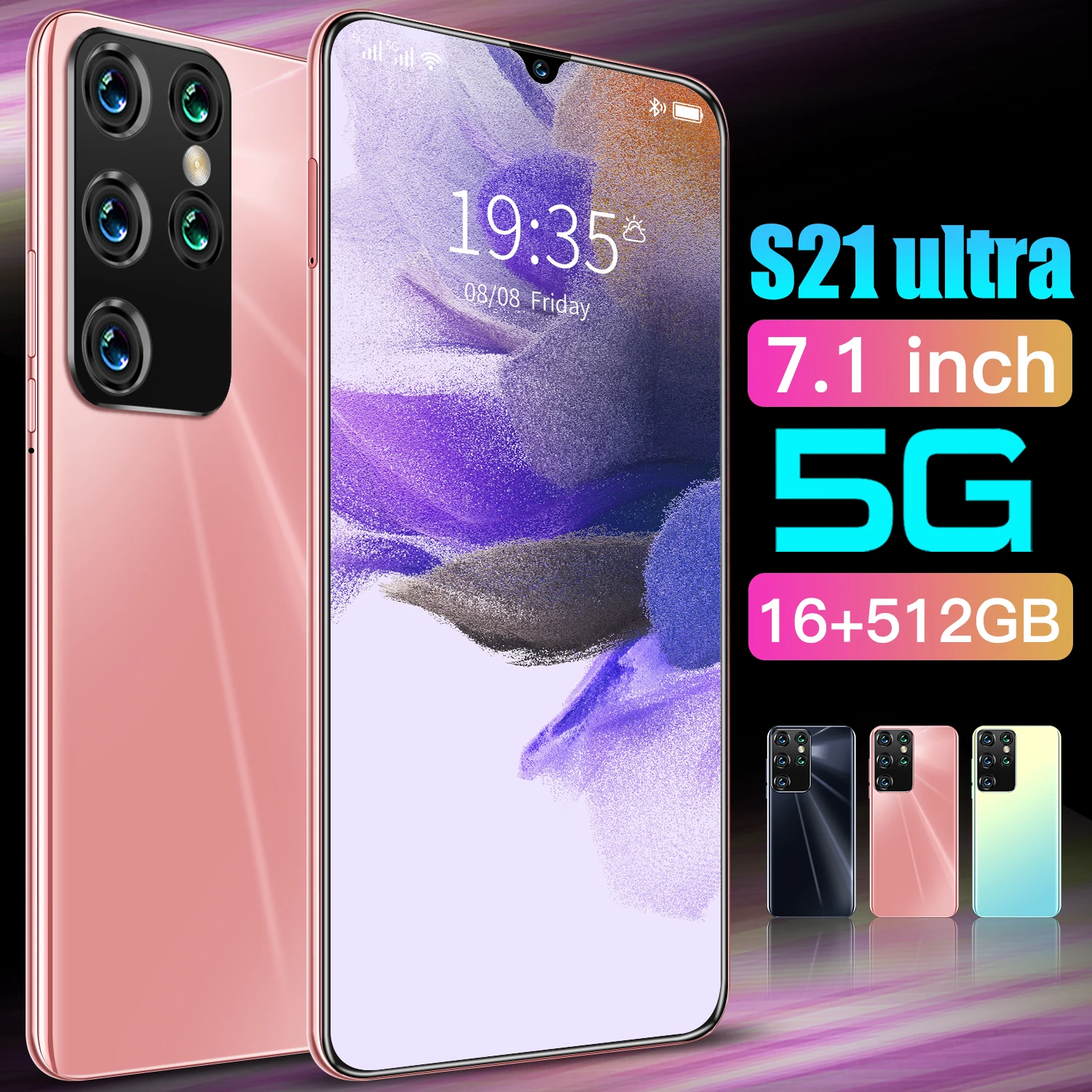 Новинка 2021 смартфон S21 + Ultra с экраном 7 1 дюйма HD 10 ядер 16 512 ГБ 6800 мАч Google две SIM-карты