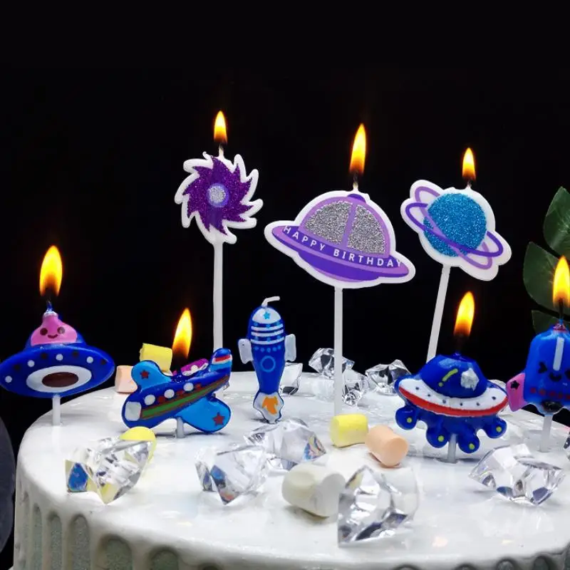 

1 Set new Creative Birthday Candles Cartoon Star Plane UFO Candles Cake for Children Gift Birthday Christmas cake Decor