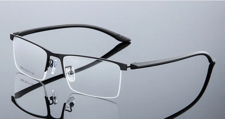 Негабаритных мужчин и женщин прямоугольные полуобода очки металлические очки по рецепту оправа для оптических линз Близорукость Пресбиопия - Цвет оправы: Black
