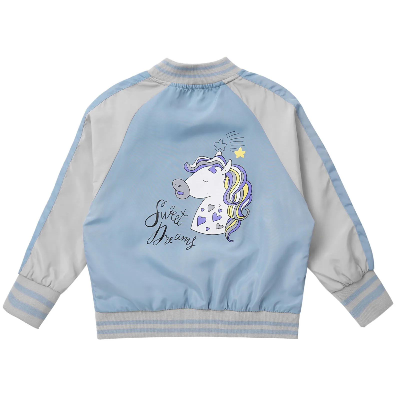 Autumn Kid's Jacket Coat Cute Style Cartoon Print Girls Coat Sport Jacket Tops Winter Thick Pink Blue Children Clothes
