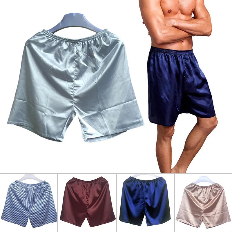 cotton pajamas for men New Men' S Loose Pajamas Comfortable Sleepwear Underwear Satin Boxers Shorts Nightwear Shorts Home Pants men's cotton pajama pants with pockets