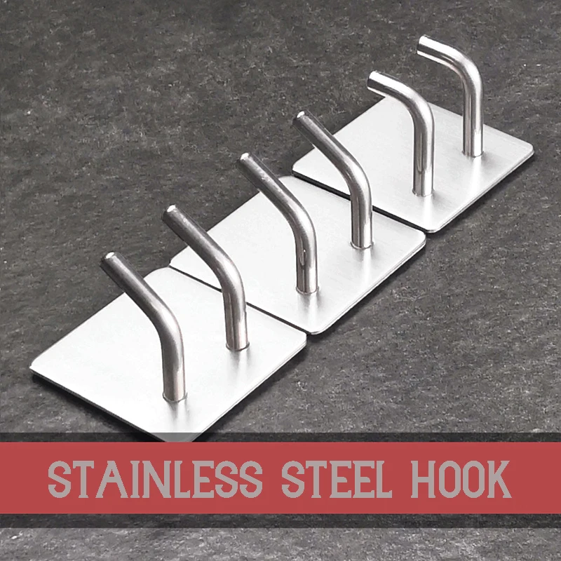 

Wall Hanger Straight Hook New Useful Inclined Hook Plug Hook Razor Holder Home Storage Self Adhesive Hook Stainless Steel Hook