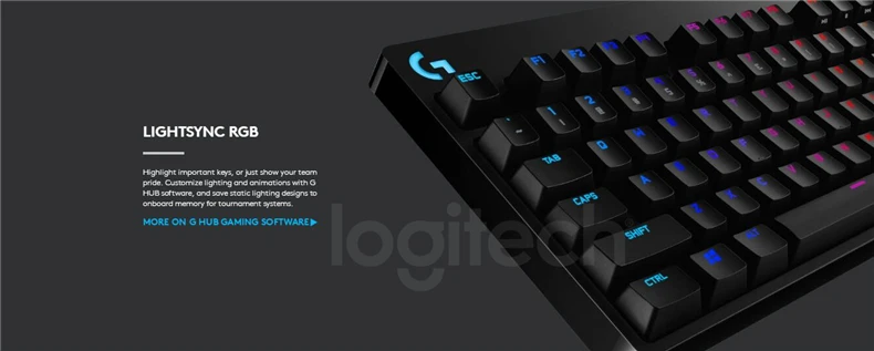 Logitech G Pro Wired Gaming Mechanical Ergonomic Keyboard LIGHTSYNC RGB Backlight12 Programmable F-Key Macros Gx Clicky Switches