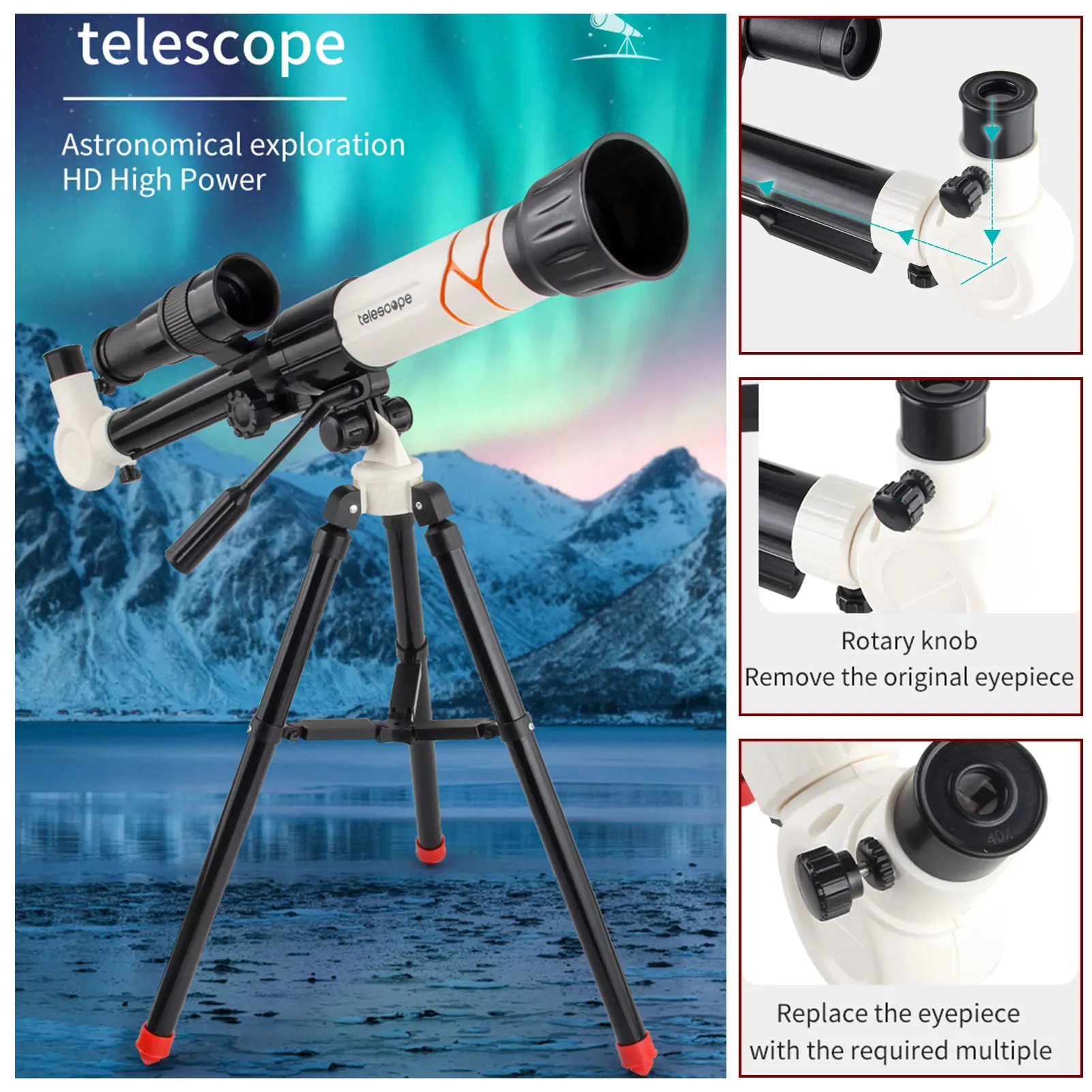 Telescópio astronômico telescópio lua assistindo para crianças