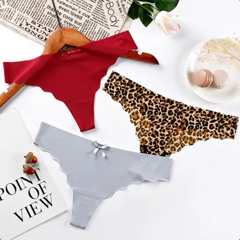 

8PC Low Waist Leopard Sexy Women Panties Bow G Thong 2020 New Mid Waist Seamless Briefs majtki damskie bezszwowe #30