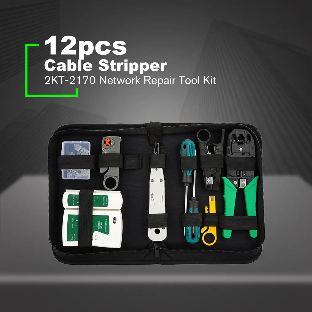 10/12pcs/set Portable LAN Network Repair Tool Kit UTP Cable Clamp Pliers Cable Tester Wire Crimper Stripping Crimping Pliers