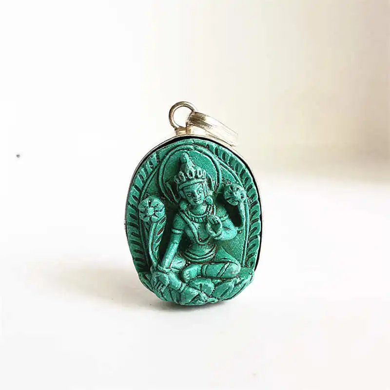 Тибетская глина телефон Карманный Будда Имитация бирюзы тара Ганин TBP689|Подвески|