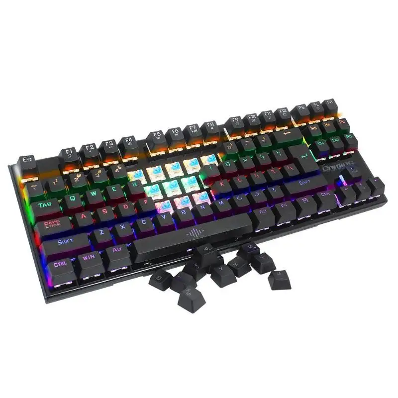 Y608 87 клавиш USB проводной синий переключатель RGB 8 режим подсветка механическая клавиатура Встроенный игровой чип полный ключ NKRO Эргономика клавиатура