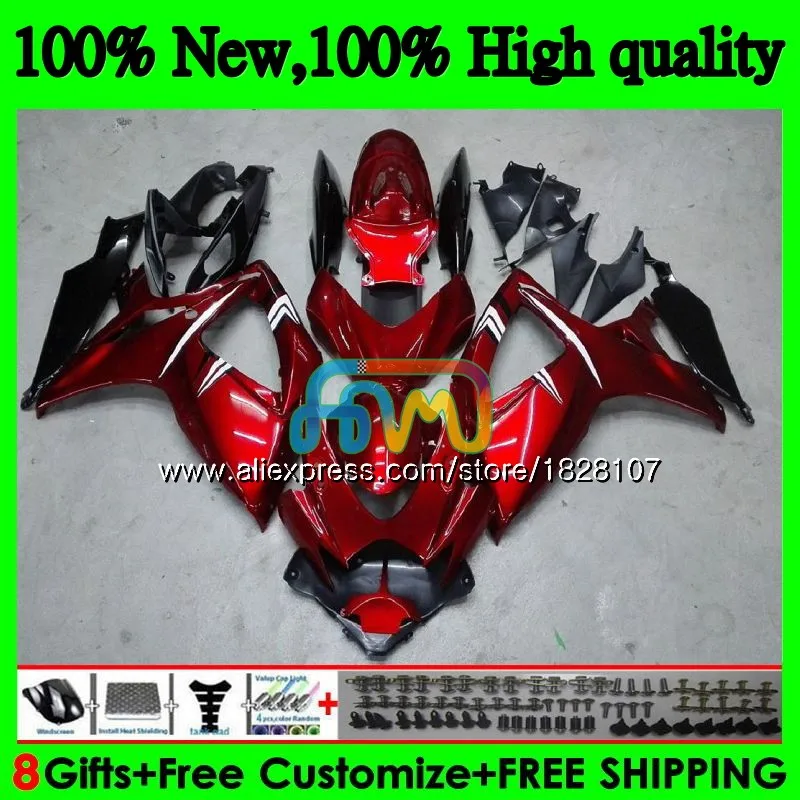 600/750CC для SUZUKI GSXR 600 750 CC GSX R750 GSX-R600 06 07 37BS. 15 GSXR600 GSXR-750 K6 винно-красного цвета Горячая GSXR750 2006 2007 обтекатели