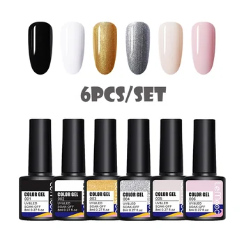 

LEMOOC 6/12Pcs/set Color Gel Nail Polish Semi Permanent UV Led Gel Varnish Soak Off Nail Lacquering 80 Colors Base Top Coat