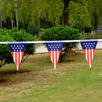 

20pcs Flags String Bunting Banner Small US Independence Day Flags Rope 14*21cm