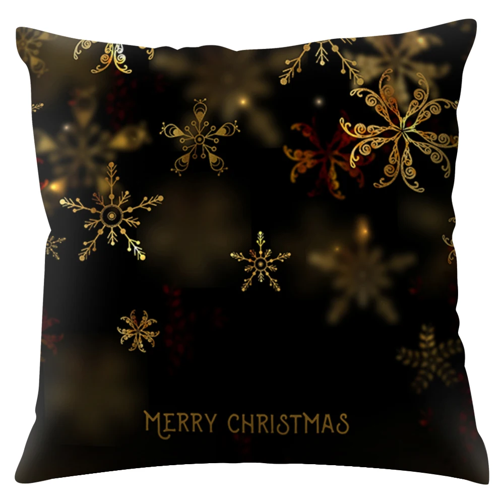 G 45x45 см, черный чехол для подушки серии Merry Christmas, полиэстер, Золотая фольга, с рисунком, наволочка для подушки, украшение дома, наволочка - Цвет: G