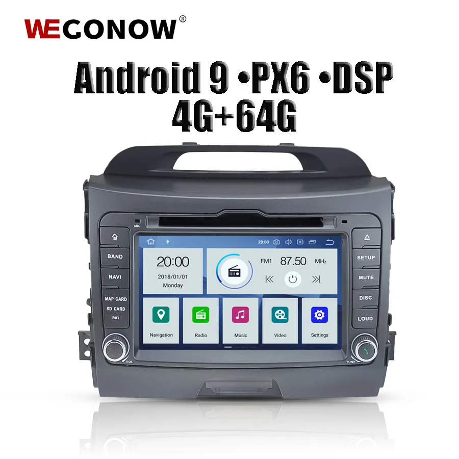 DSP PX6 ips автомобильный dvd-плеер Android 9,0 4 Гб ОЗУ 64 Гб ПЗУ gps карта Wifi RDS радио Bluetooth 4,2 для Kia SPORTAGE 2010 2011 2012