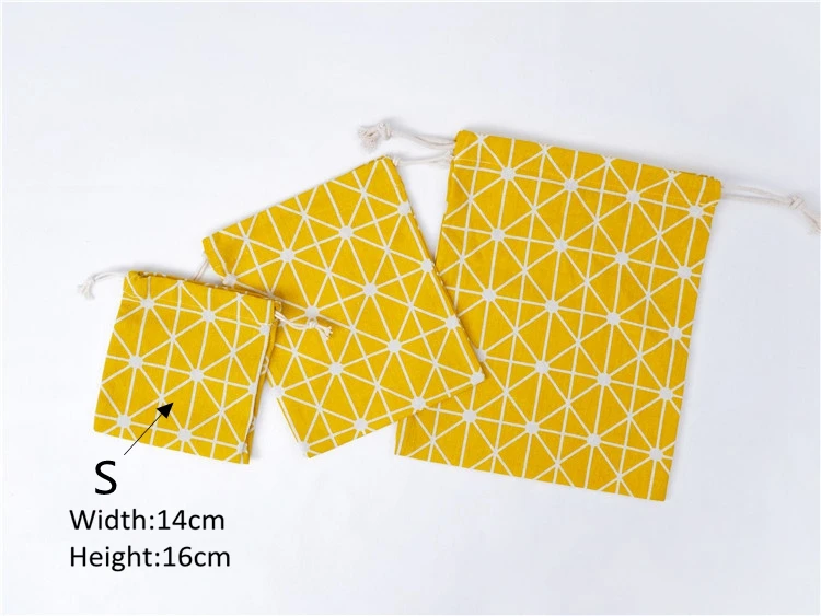 Yellow geometry-S Модные Портативные Сумки на шнурке, обувь для девочек, сумки для женщин, хлопковый дорожный мешок для хранения одежды, сумка высокого качества, косметичка - Цвет: Yellow geometry-S