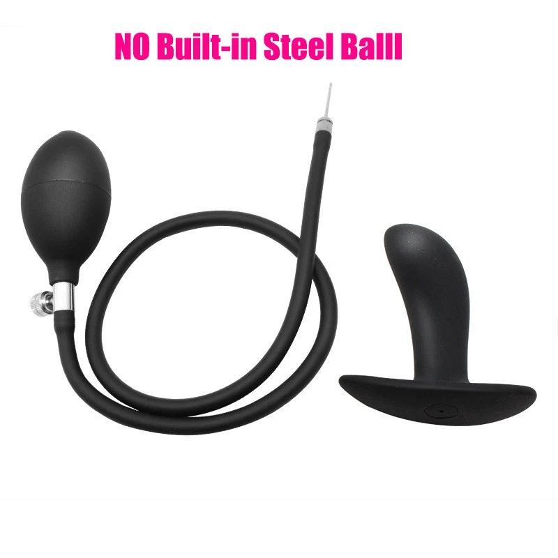 Inflatable Anal Plug With Metal Ball Vaginal Anal Dilator Dildo Pump Prostate Massager Double Ball Big Butt Plug Couple Sex Toys