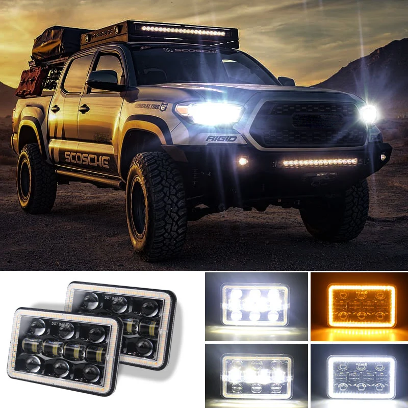 

4x6" Inch LED Headlight Hi/Lo Sealed Beam Drl For Para Jeep Wrangler Land Rover Defender Nissan Toyota Ford Car Trucks