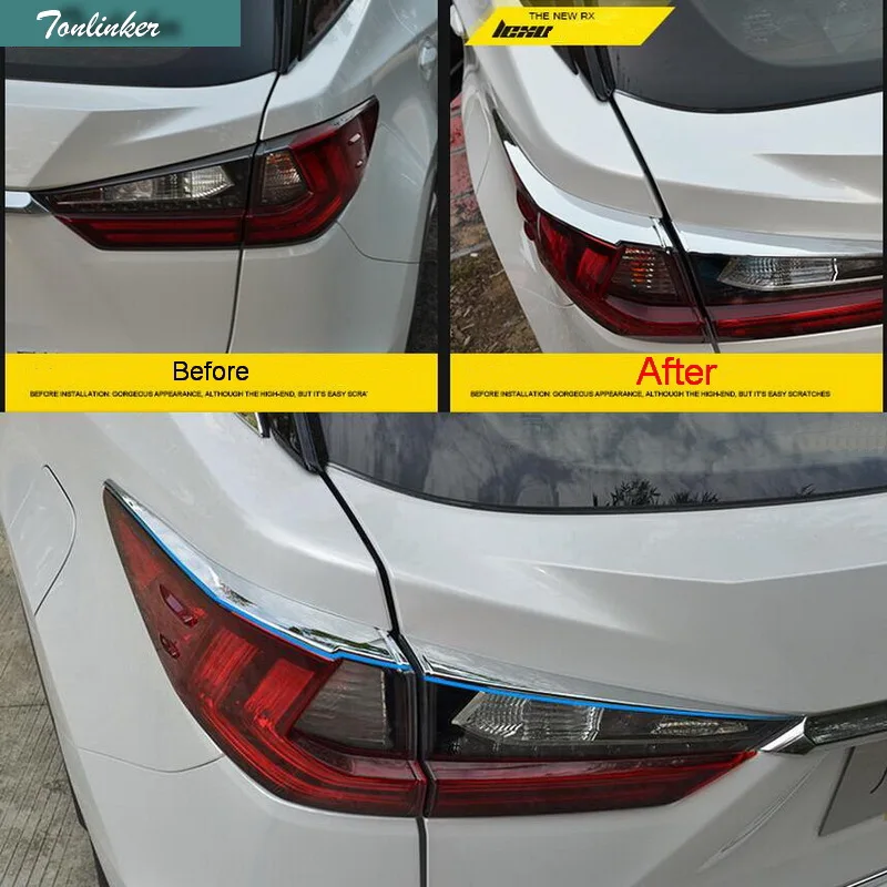 Tonlinker 4 шт. автостайлинг ABS хромированные декоративные полосы для задних фар