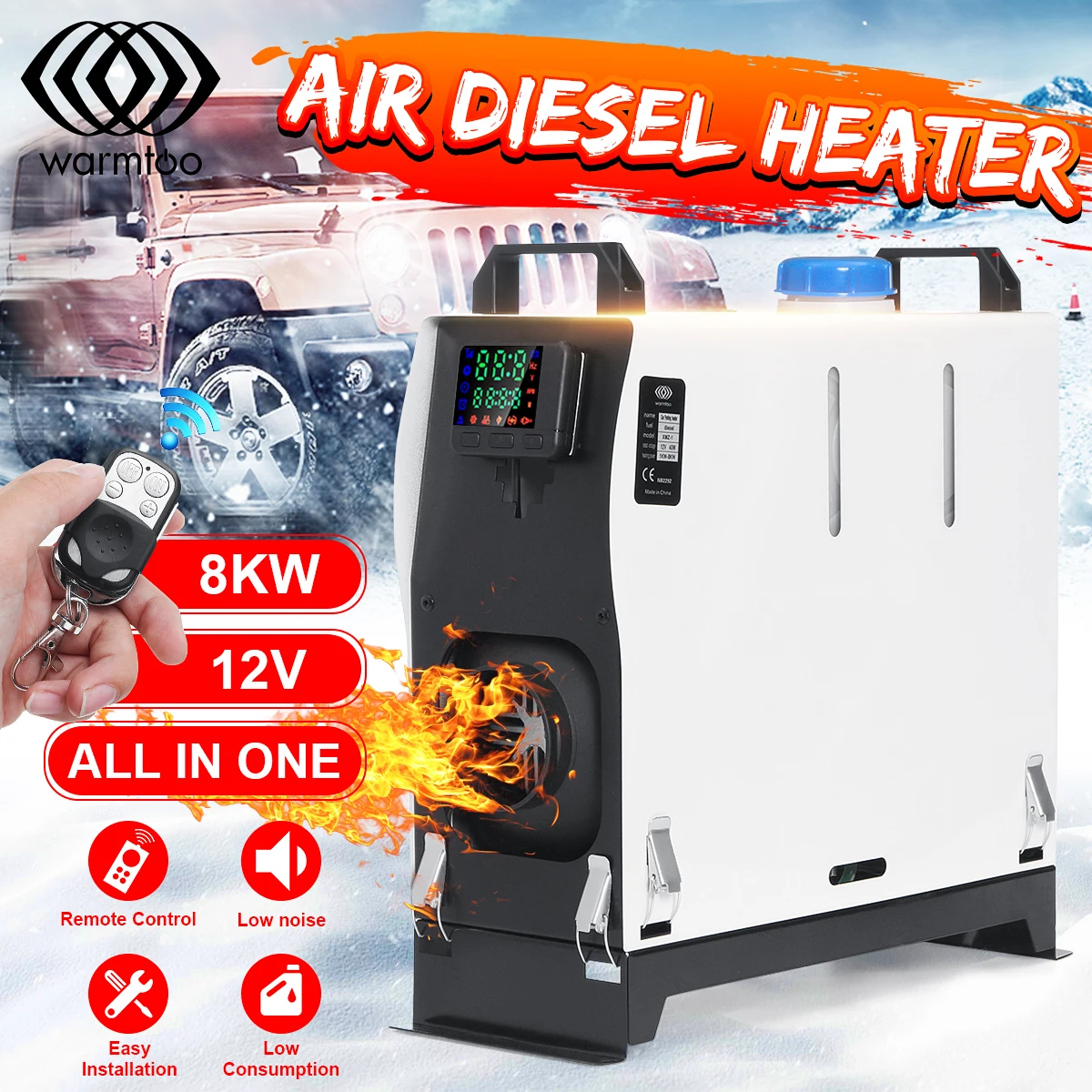 12 В 8 кВт все в одном автомобильный Кондиционер цифровой ЖК монитор дистанционное
