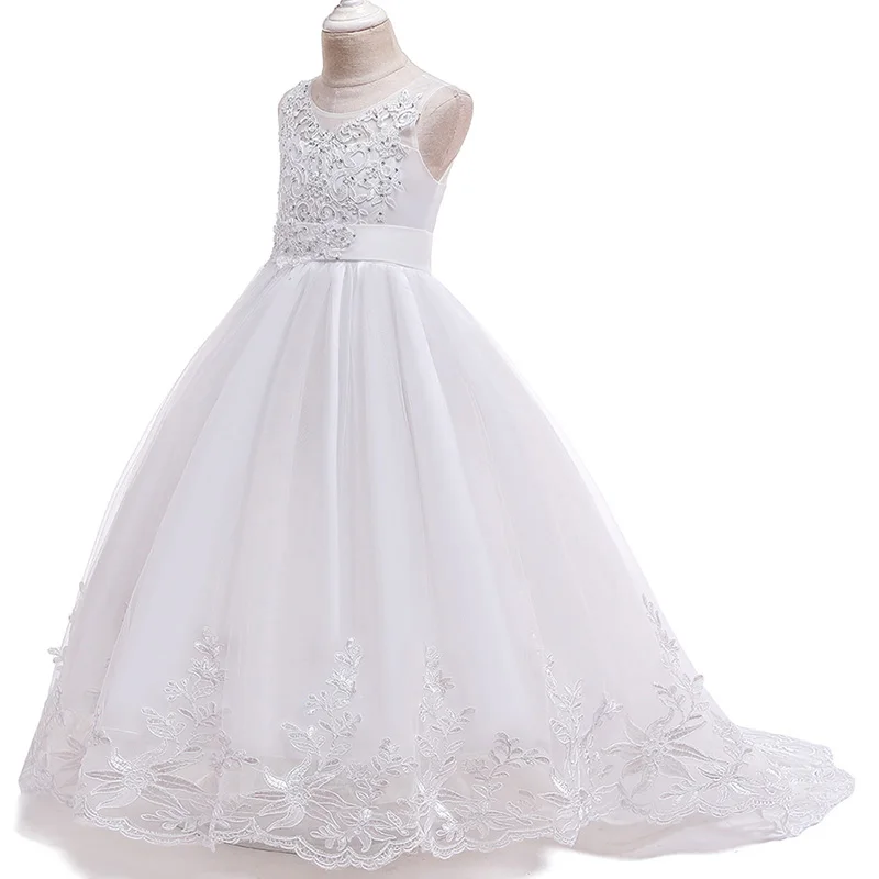 PLBBFZ Summer White Kids Clothes Girls Bridesmaid Dress Children Pageant Party Wedding Princess Evening Formal 10 12 Y Vestidos