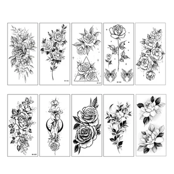 

10Pcs Sketch Stickers Body Stickers Flower Pattern Stickers Flower Decals for Lady Decoration