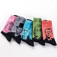 Повседневные мужские Носки с рисунком, дышащие хлопковые чулки, обувь для спорта на открытом воздухе, для велоспорта, для бега, Новинка