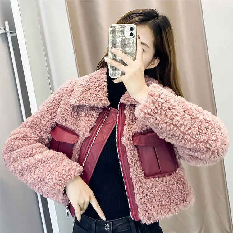 

Lambskin coat women's autumn winter 2020 new fur and fur all in one, short hairy top with cashmere thickening