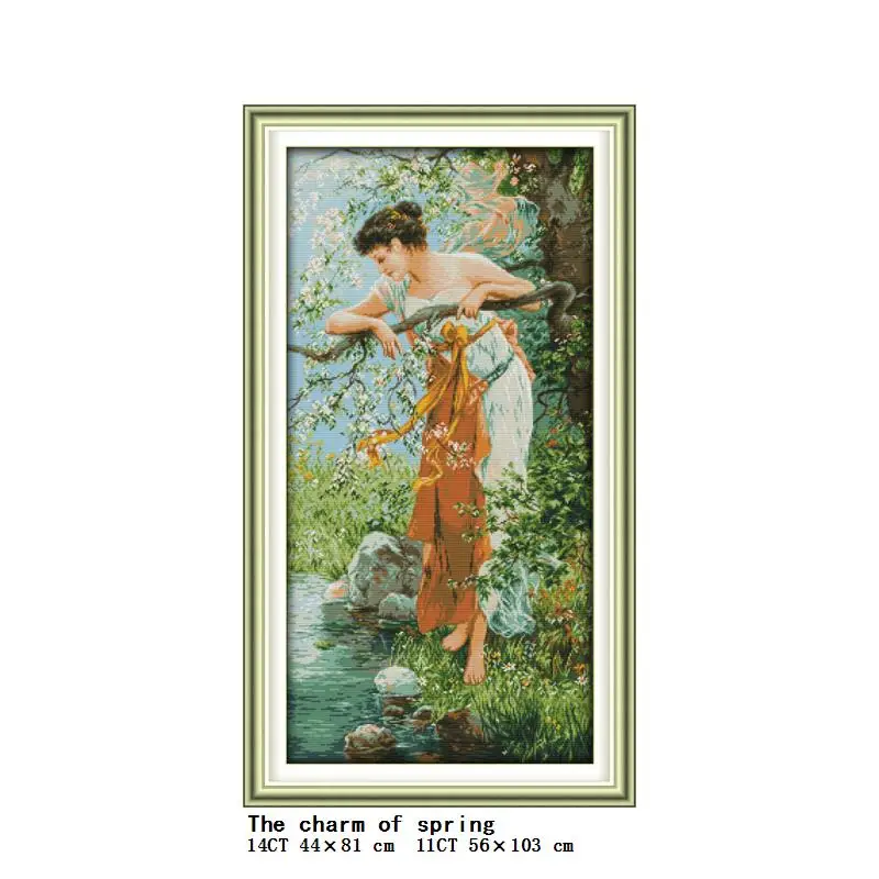 Garden picking the flower and smelling flower girl series count and stamping cross stitch 14CT11CT embroidery kit needlework kit cross stitch kit peony embroidery kit