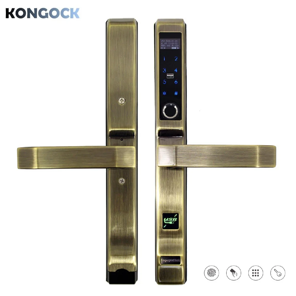 

Biometric Fingerprint smart sliding door lock, digital password keyless electronic card access door-lock with key