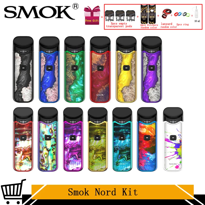 Оригинальный набор Smok Nord Pod бесплатный подарок 3 мл прозрачный картридж 1100 мА/ч