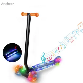 

new Kick Scooter Child Kids 3-Wheel Kick Scooter with LED Light Up Wheels and Music kids skateboard PU wheels