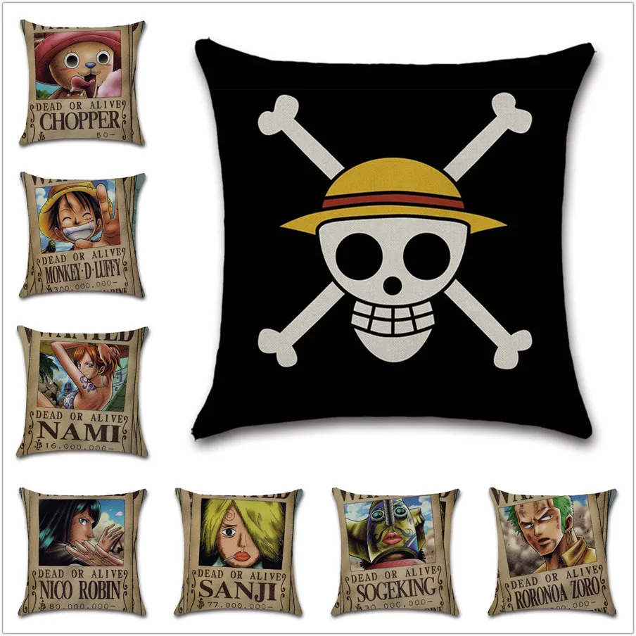 

ONE Piece Straw hat Wanted order cushion cover Decor Chair sofa seat Decorative pillowcase Home house bedroom friend kids gift