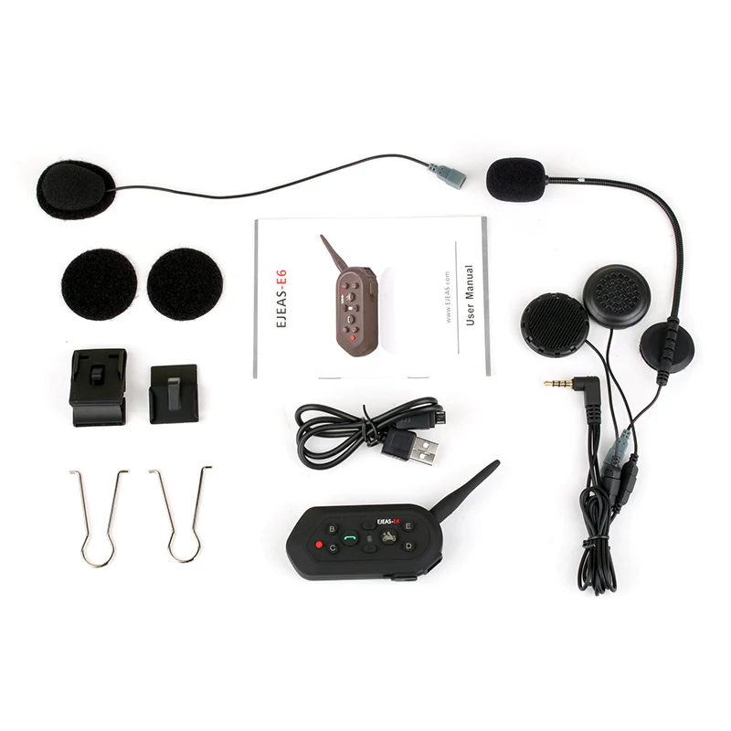 

1200m helmet Bluetooth Interphone walkie-talkie full duplex Bluetooth walkie-talkie E6 single package