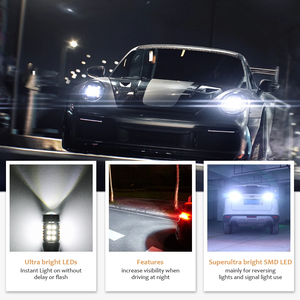 LED  T15 W16W WY16W ĵ   ڵ   ,  극ũ  3030, 27SMD, 6000K, 12V, ȭƮ ڹ , 2 