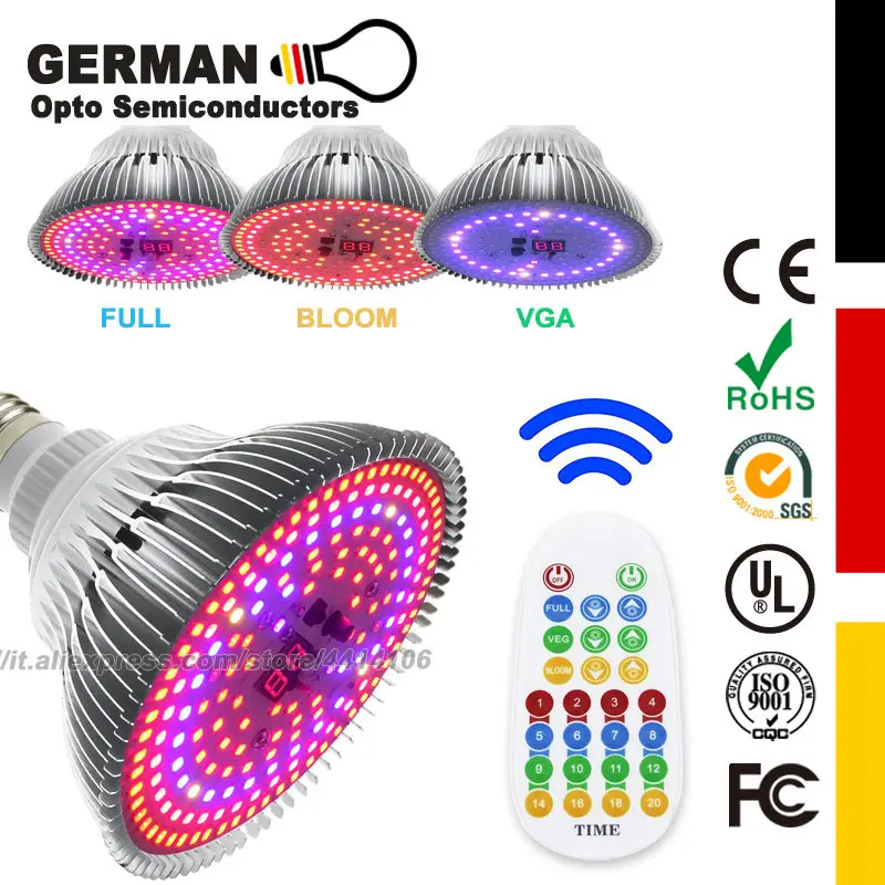100W 204LED Plant Growing Light Full Spectrums Flower Grow Lamp Remote Control 