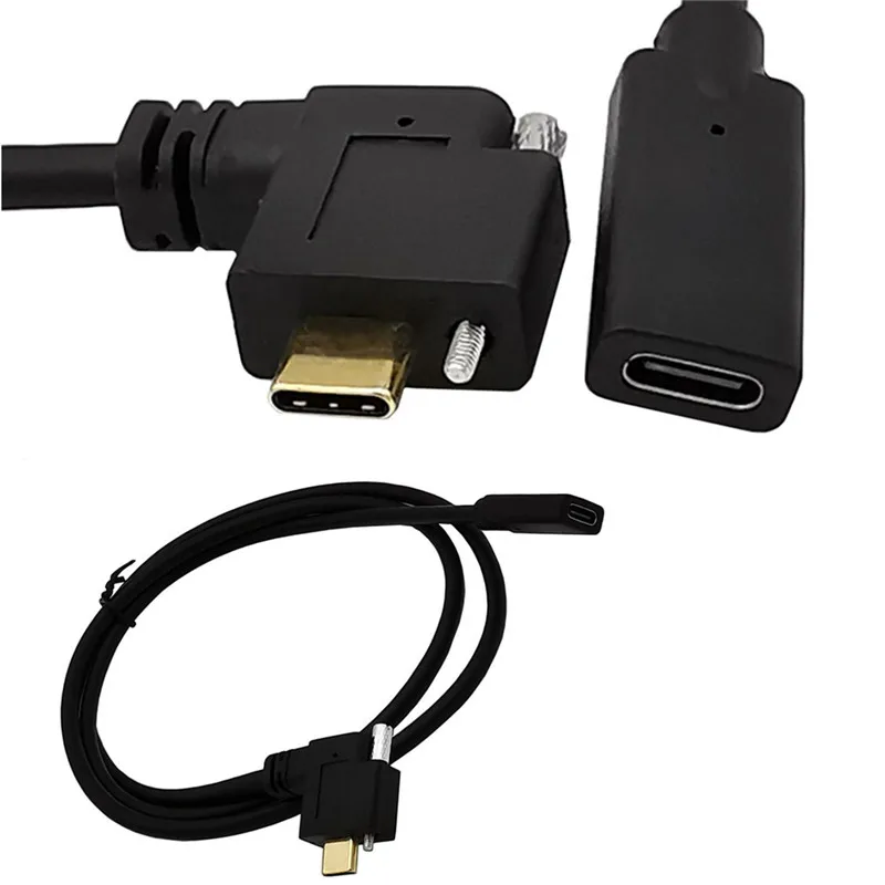 

USB 3.1 Type-C Female to 90 Degree Left & Right USB-C Male Data with screw Cable 0.3m 0.6m 1.0m 2.0m