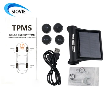 

SIOVI- Solar LCD Car TPMS Wireless Tire Pressure Monitoring System with 4 Wheel External / Internal Sensors System