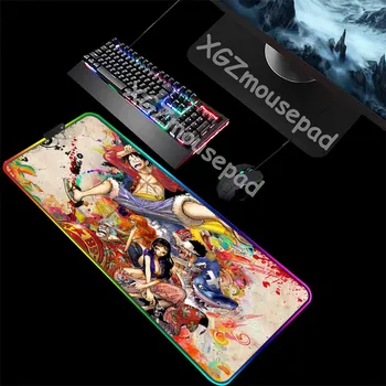 

XGZ Custom Large RGB Mouse Pad Black Exquisite Lock Edge Cartoon One Piece Computer Table Mat Speed Non-slip for Dota Csgo Gamer