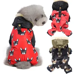 Зимняя одежда для собак с рисунком лица, четырехногая зимняя одежда для собак, худи для маленьких собак, модные куртки для собак с принтом