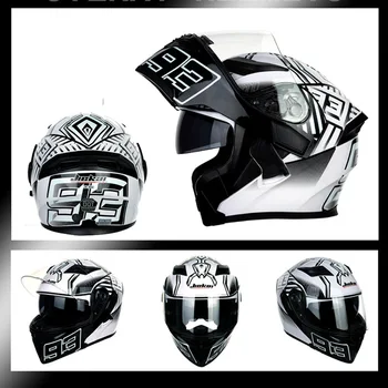 

2020 New Knight Protection JIEKAI Double lens Flip Up Motorcycle Helmet Undrape Face Motorbike Helmets made of ABS with PC visor