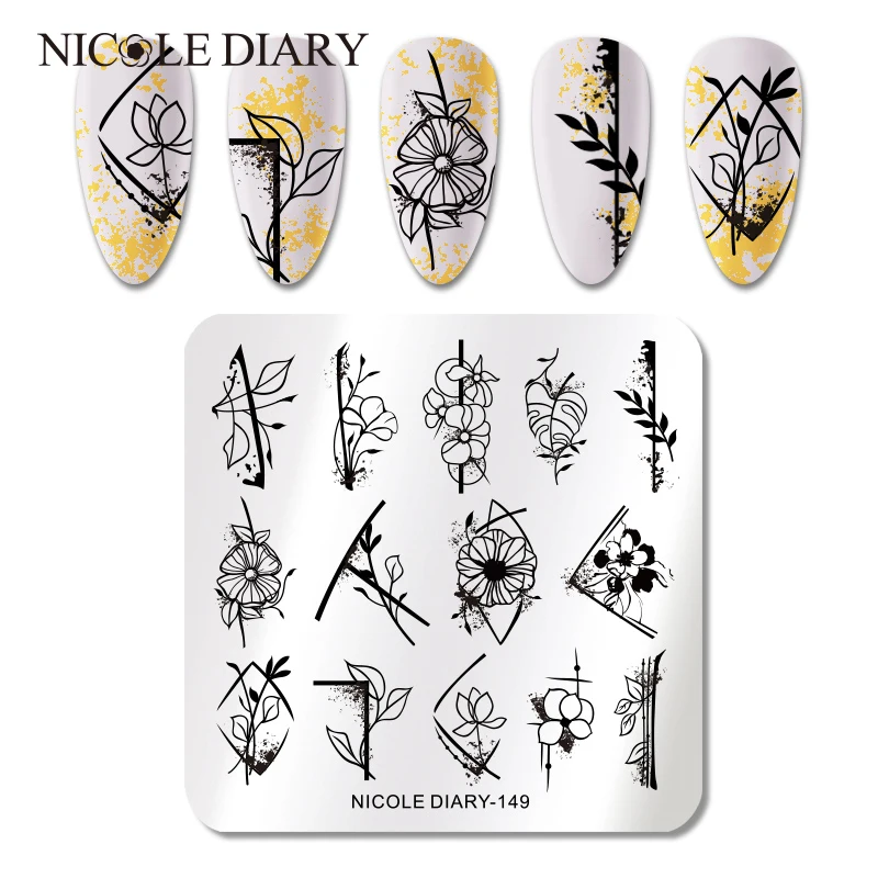 Трафареты NICOLE DIARY для стемпинга ногтей пластины из нержавеющей стали с