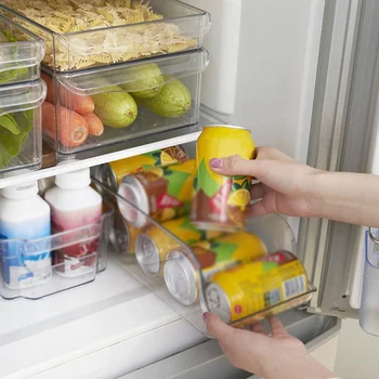 

Kitchen Refrigerator Organizer Storage Box Food Container Plastic Fresh Spacer Storage Rack Pull-out Drawers Fresh Sort Organize