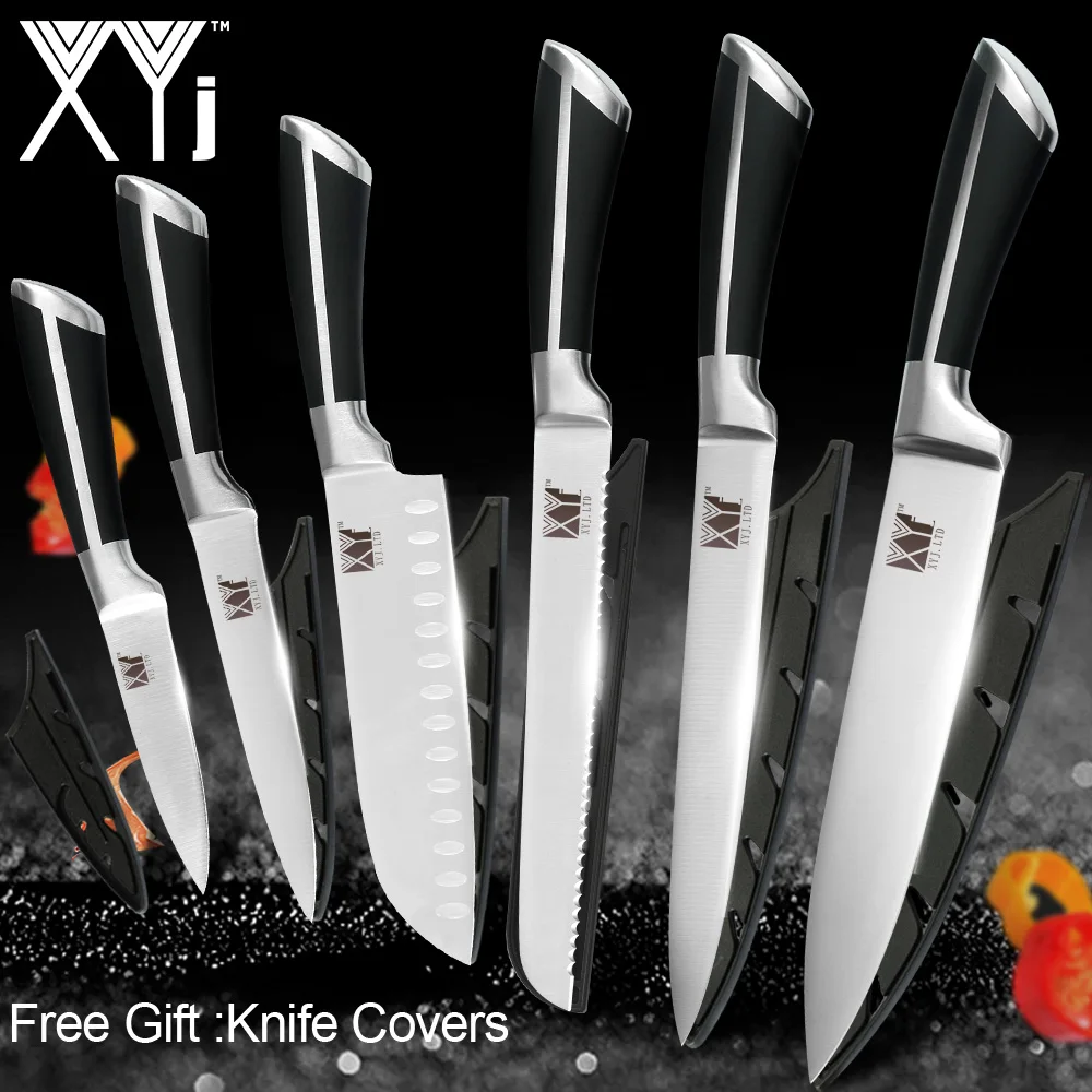 

XYj Cutter Knife Tools Stainless Steel Knives Set Japanese Cooking Knife Chef Cleaver Santoku Chef Kitchen Knives Supplies