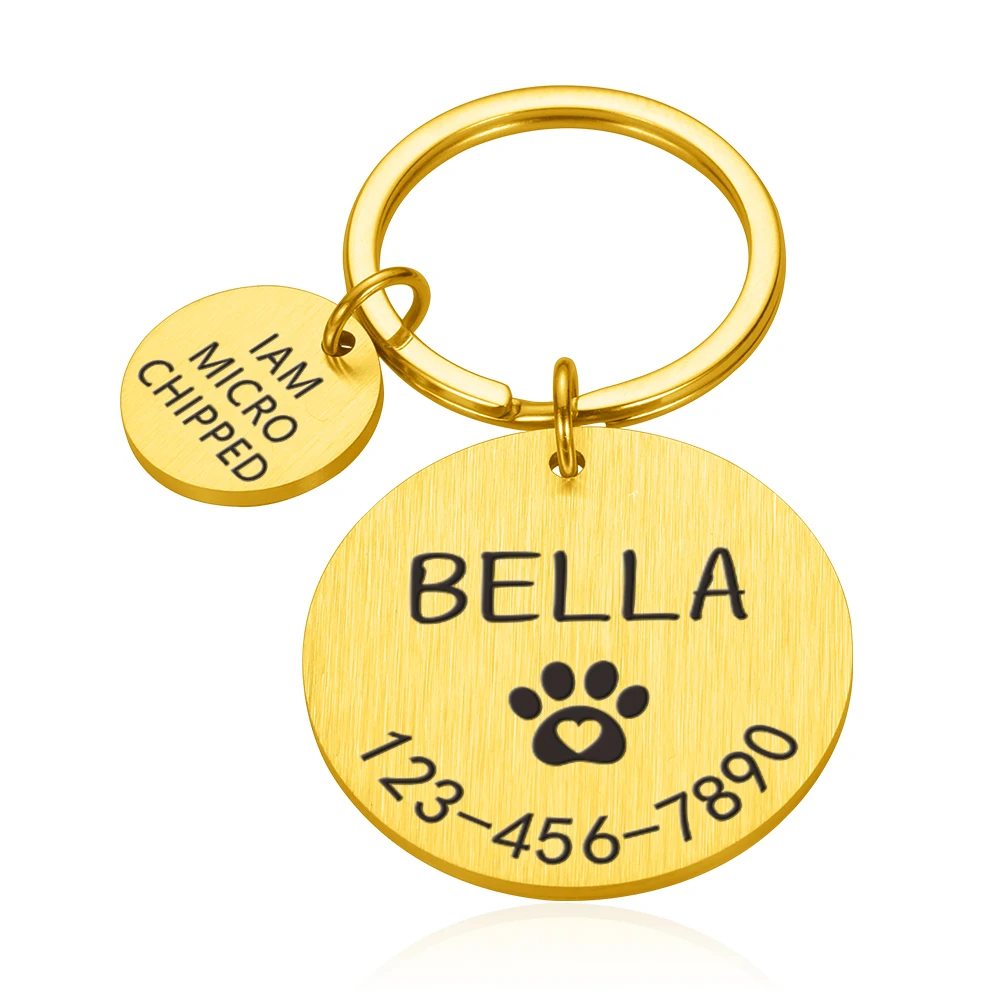 Engraved Dog Pet ID Tag Personalized Name Phone Bone Flower Pet ID Name for Cat Puppy Dog Tag Pendant Keyring Pet Accessories