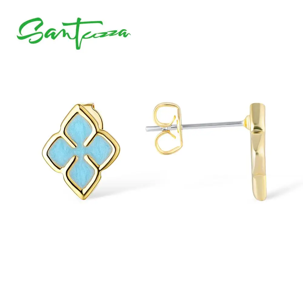 SANTUZZA Flower Earrings For Women Delicate Multi-Color female Stud Earrings Trendy Party Fashion Jewelry Handmade Enamel