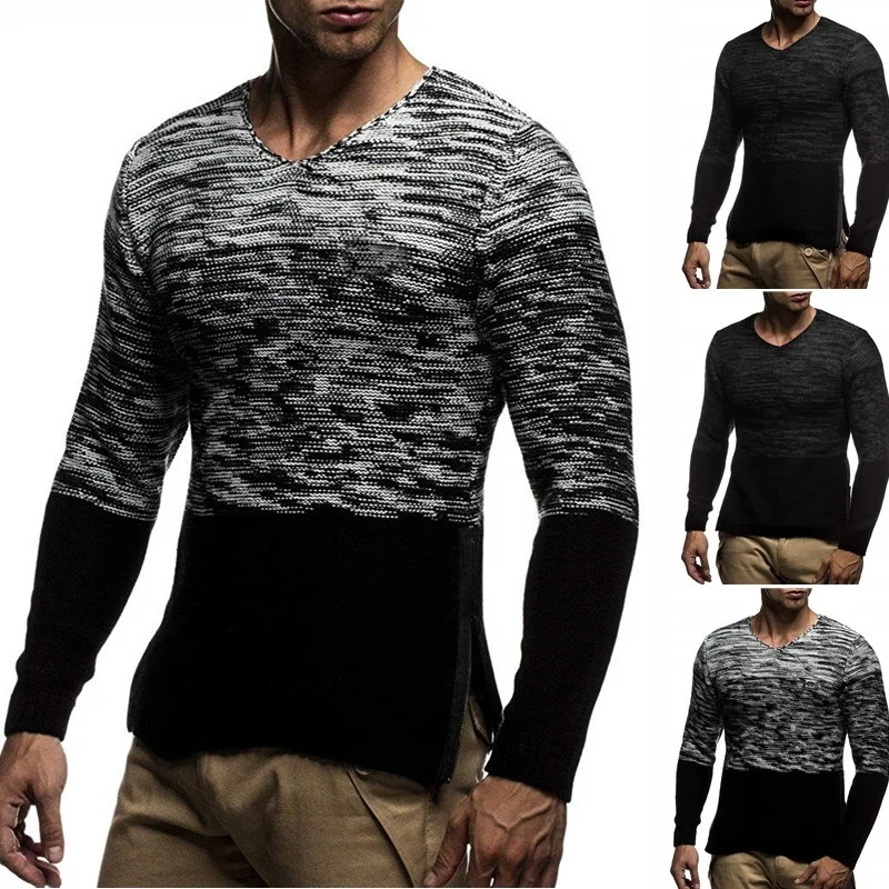 

ZOGAA 2019 Autumn Casual Men's Sweater O-Neck Striped Slim Fit Knittwear Mens Sweaters Pullovers Pullover Men Pull Homme M-5XL