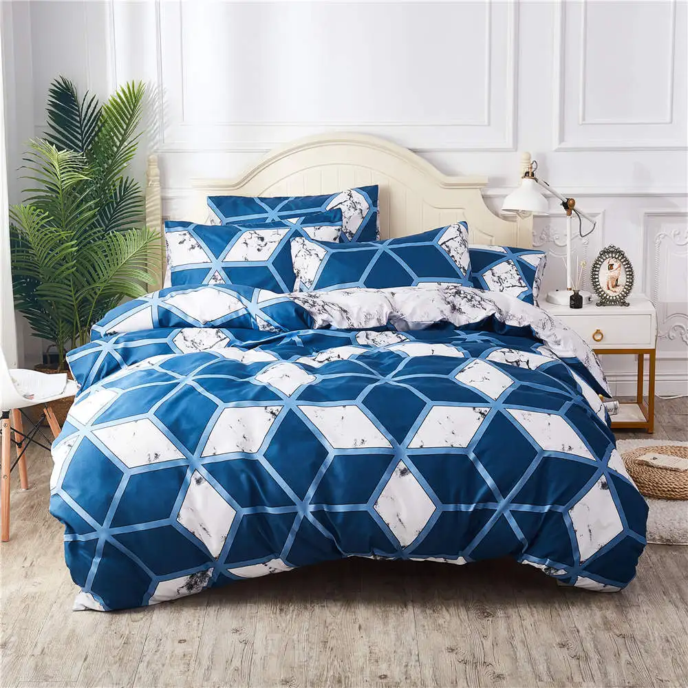 

Blue White Plaid Bedding Set Twin Full Queen Size for Girls Quilt Cover 2/3 pcs with Pillowcase of Comforter Cover Set