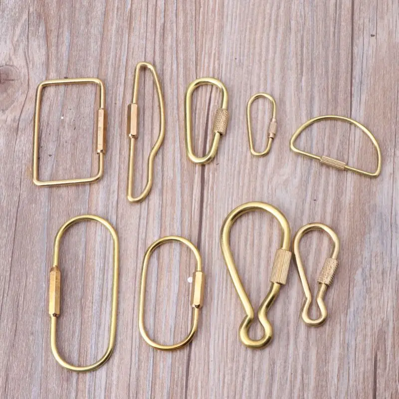 

Durable Brass Screw Lock Keychain Simple Brass Key Chain Ellipse Oval Shape Key Ring Lock Clip Key Holders for Men Women