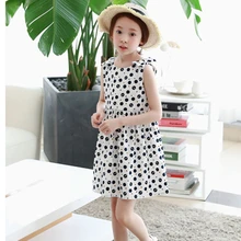 Новинка года; летнее платье для маленьких девочек; летнее платье без рукавов из хлопка в горошек для маленьких девочек; белое платье для крупных девочек; одежда для детей