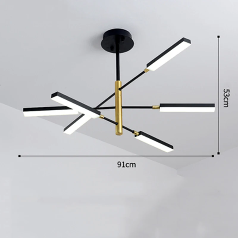 Black 6 lights Современный затемняемый акриловый абажур, разветвляющаяся люстра, скандинавский Лофт, ресторан, светодиодный подвесной светильник, гостиная, спальня, деко, освещение - Цвет абажура: Black 6 lights