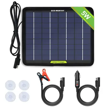 

12 Volts 5 Watts 10 Watts Solar Battery Charger Trickle Charger for Car Boat RV External Battery Charge High Quality Sale